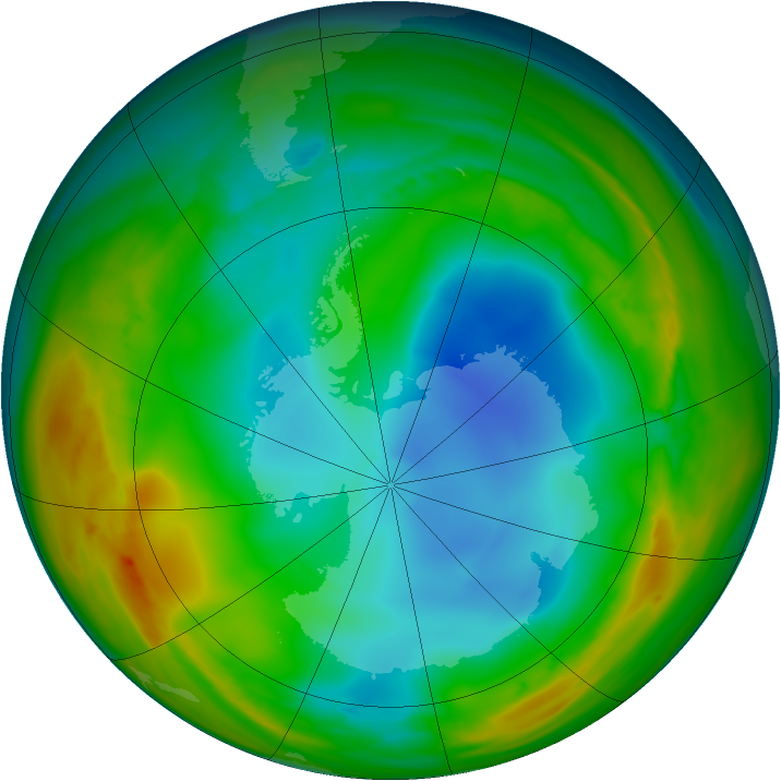 Antarctic ozone map for 13 July 2007